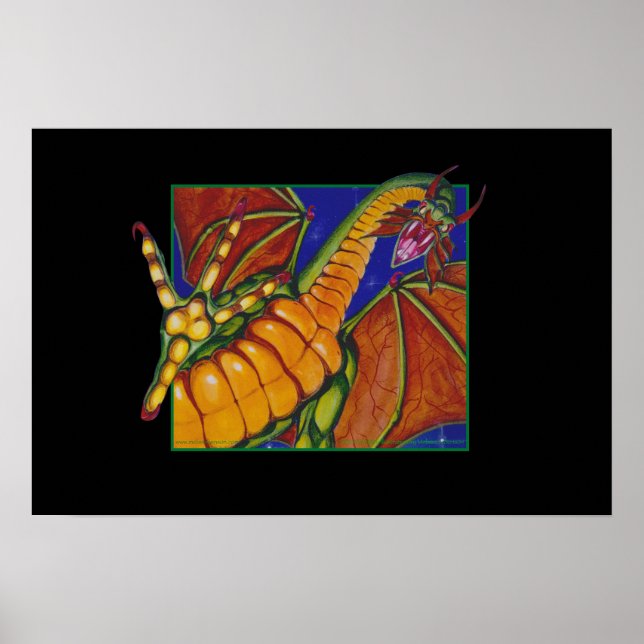 Shivan Dragon skriver ut svart på svart Poster (Framsidan)