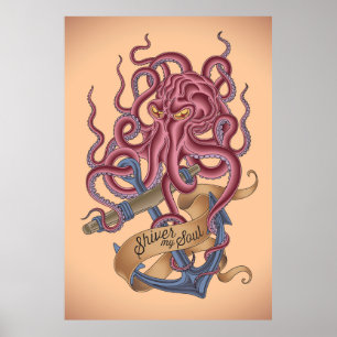 Shiver My Soul Octopus Tatto Poster