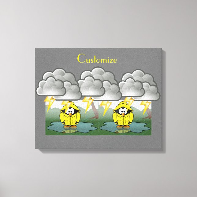 Shiving Rainy Day Penguin Thunder_Cove Canvastryck (Framsida)