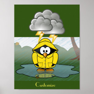 Shiving Rainy Day Penguin Thunder_Cove Poster