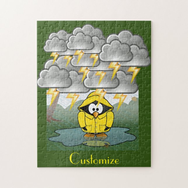Shiving Rainy Day Penguin Thunder_Cove Pussel (Vertikal)