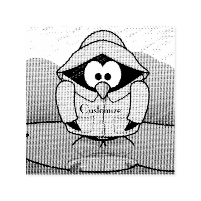 Shiving Rainy Day Penguin Thunder_Cove Självfärgande Stämpel (Design)