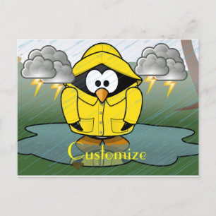 Shiving Rainy Day Penguin Thunder_Cove Vykort