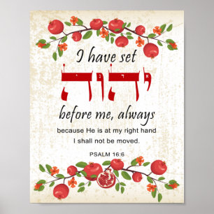 Shiviti Psalm 16 Engelska granater Art Poster