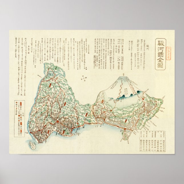 Shizuoka-ken, JapanPanoramic Karta Poster (Framsidan)