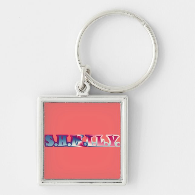 SHMILY Keychain Fyrkantig Silverfärgad Nyckelring (Framsidan)