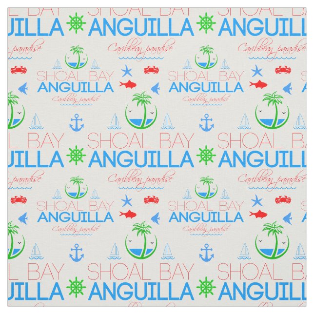 Shoal Bay, texten från Anguilla Färg och Bilder Mö Tyg (Provkarta)