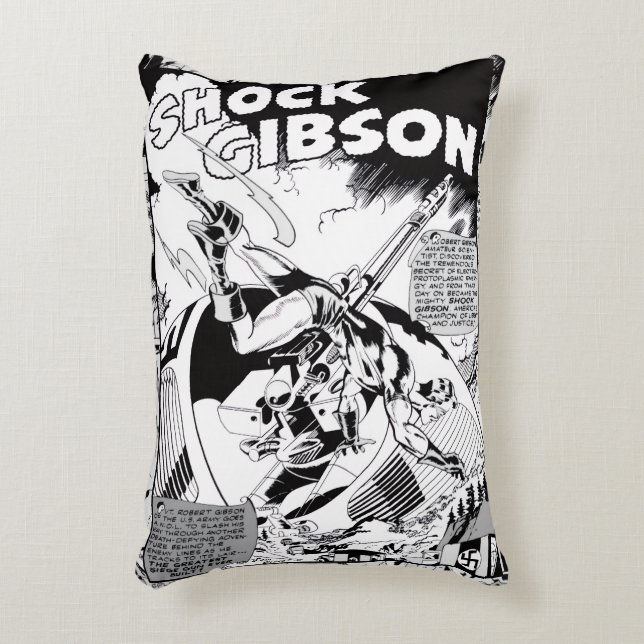 'SHOCK Gibson' Action Comic Strip Pillow Prydnadskudde (Framsidan(Vertikal))