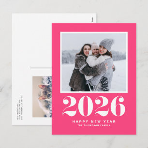 Shock rosa 2025 fetstil - nyårfoto helg vykort