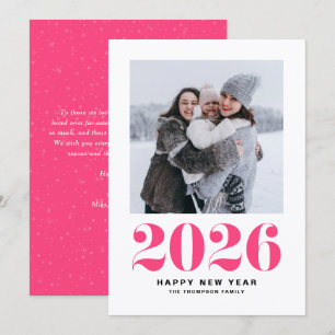 Shock rosa 2025 fetstil - nyårfoto julkort