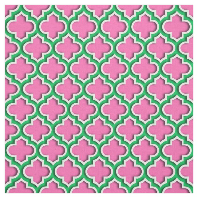 Shock rosa #2, Emerald, Wht Moroccan Quatrefoil #5 Tyg (Provkarta)