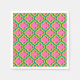 Shock rosa #2, gult, kricka marockanska Quatrefoil Pappersservett