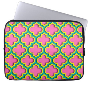 Shock rosa #2, Gult, Teal Moroccan Quatrefoil #5DS Laptop Sleeve