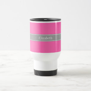 Shock rosa #2, Mörk Grått Ribbon Namn Monogram Resemugg