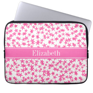 Shock rosa 2 Stars White BG, Shock rosa Monogram Laptop Sleeve