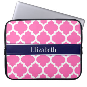 Shock rosa 2 Whoroccan #5 marinblå Namn-monogram Laptop Sleeve