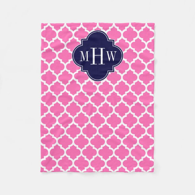 Shock rosa#2 Wht Moroccan #5 Navy 3 Initial Monogr Fleecefilt (Framsidan)