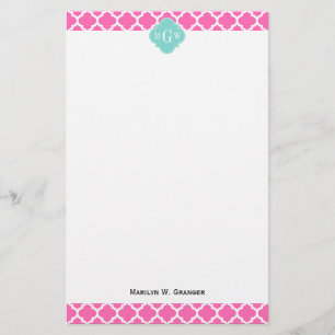 Shock rosa 2 Wt Moroccan #5 Turkos 3 init Monogram Brevpapper