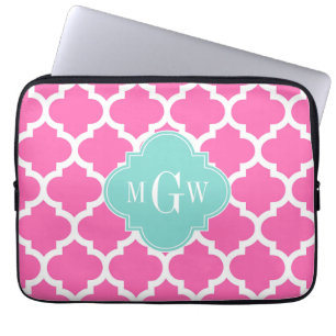 Shock rosa 2 Wt Moroccan #5 Turkos 3 init Monogram Laptop Fodral