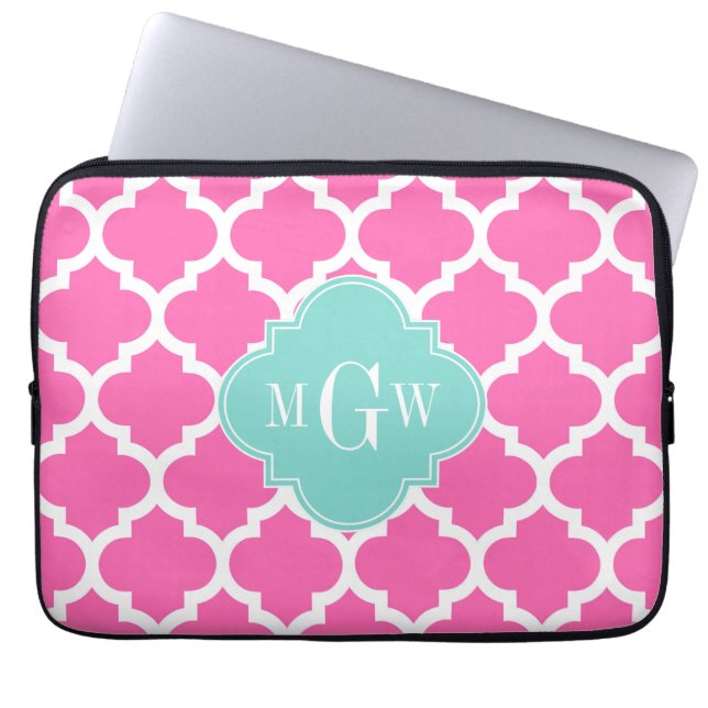 Shock rosa 2 Wt Moroccan #5 Turkos 3 init Monogram Laptop Fodral (Framsidan)