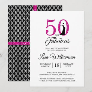 Shock rosa 50 Fabulous   50:e Födelsedagsfesten Inbjudningar