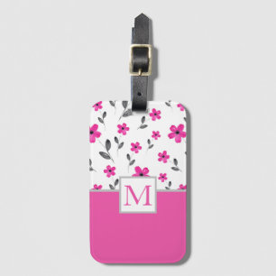 Shock rosa 5 Petal Watercolor Flower Mönster Bagagebricka