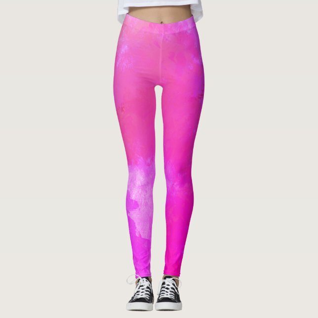 Shock rosa Abstrakt Stil Leggings (Framsida)