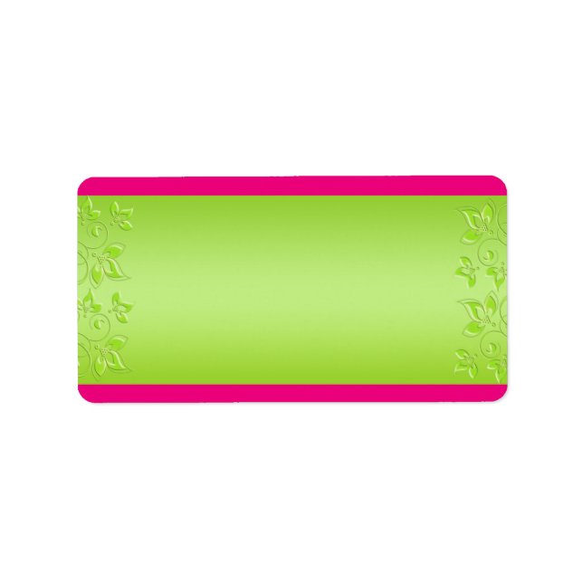 Shock rosa, adressetikett för Lime Green Blommigt  (Framsidan)