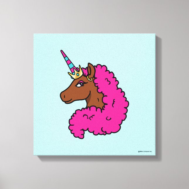 Shock rosa Afro Unicorn Canvastryck (Framsida)