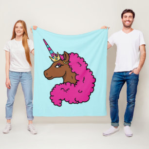 Shock rosa Afro Unicorn Fleecefilt