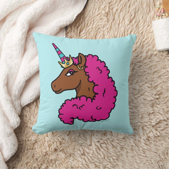 Shock rosa Afro Unicorn Kudde (Filt)