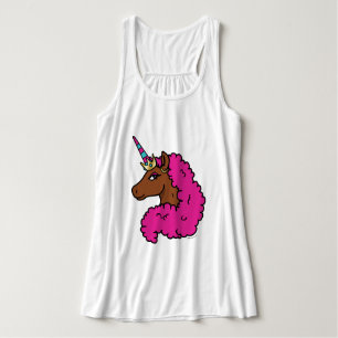 Shock rosa Afro Unicorn Linne Med Racerback