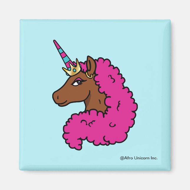 Shock rosa Afro Unicorn Magnet (Framsidan)