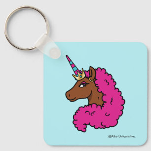 Shock rosa Afro Unicorn Nyckelring