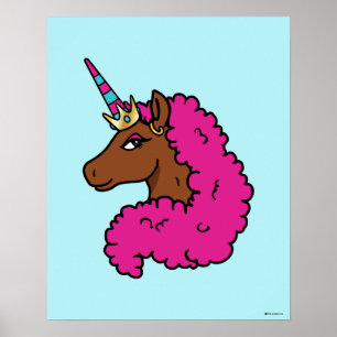 Shock rosa Afro Unicorn Poster