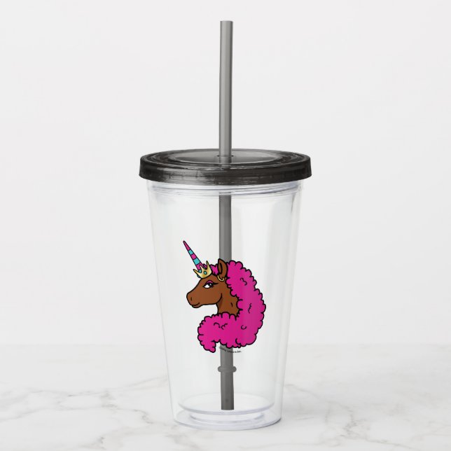 Shock rosa Afro Unicorn Take Away Mugg (Framsida)