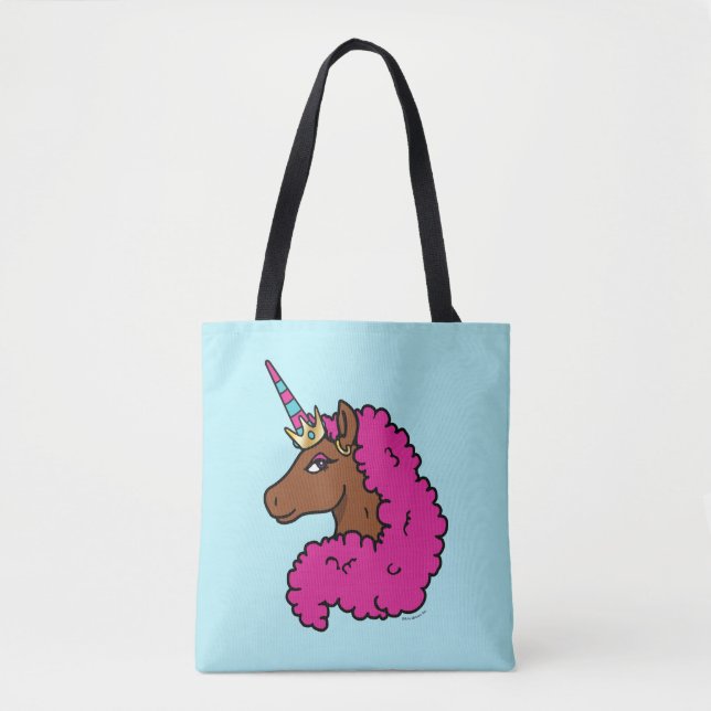 Shock rosa Afro Unicorn Tygkasse (Framsida)