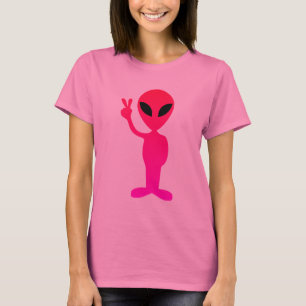 Shock rosa Alien på Black T-Shirt