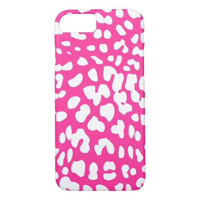 Shock rosa and White Leopard Print iPhone 7 Fodral Case-Mate iPhone Skal (Baksida)
