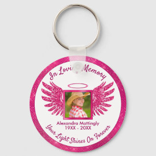 Shock rosa Angel Vingar Halo Girly Photo Memorial Nyckelring
