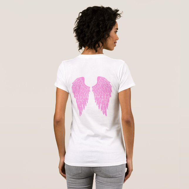 Shock rosa Angel Vingar T Shirt (Hel baksida)