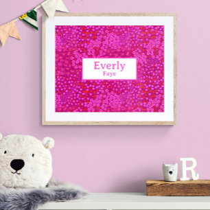 Shock rosa Anpassningsbar Namn Nursery Decor Poster