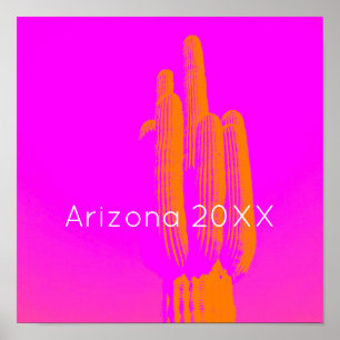 Shock rosa Anpassningsbar Text Modern Cactus Art A Poster