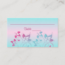 Shock rosa, Aqua Blommigt Place Cards Placeringskort