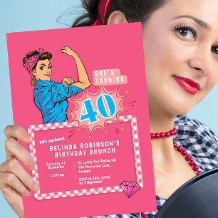 Shock rosa av popup-artikel för inbjudan Retro 40-