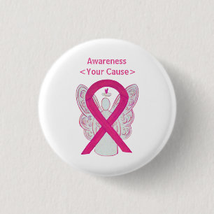 Shock rosa Awareness Ribbon Angel Anpassningsbar B Knapp