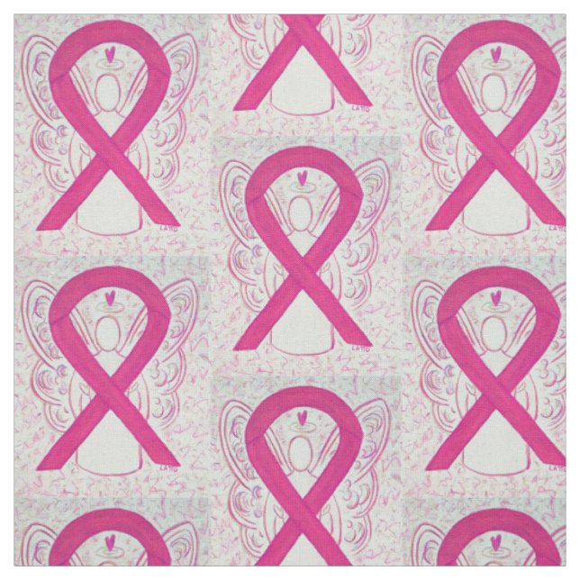 Shock rosa Awareness Ribbon Angel Fabric Material Tyg (Provkarta)