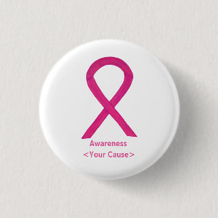 Shock rosa Awareness Ribbon Anpassningsbar Art Sti Knapp