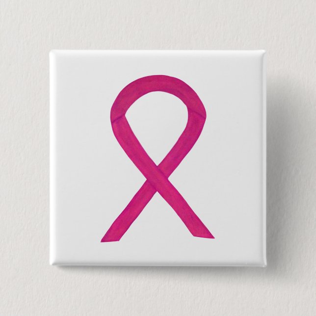 Shock rosa Awareness Ribbon Anpassningsbar Art Sti Knapp (Framsida)