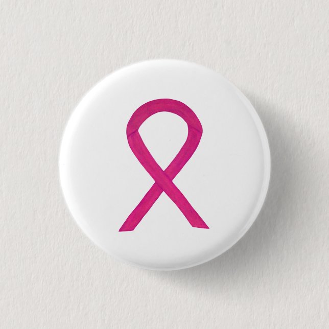 Shock rosa Awareness Ribbon Anpassningsbar Art Sti Knapp (Framsida)